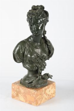 19TH-CENTURY CAST METAL BUST OF DIANA