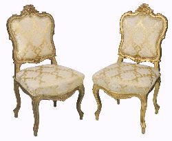 PAIR OF 19TH-CENTURY CARVED GILTWOOD SIDE CHAIRS