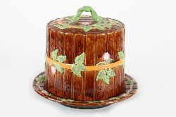 VICTORIAN MAJOLICA CHEESE DOME AND STAND CIRCA 1800