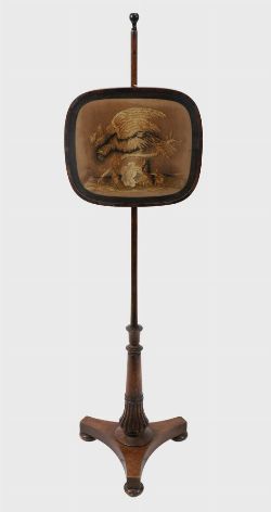 REGENCY POLE SCREEN WITH EMBROIDERED PANEL