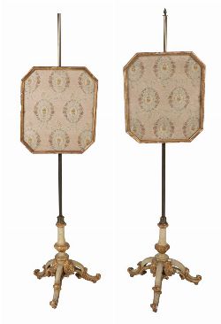 PAIR OF REGENCY GILTWOOD POLE SCREENS