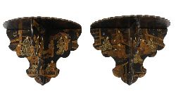 PAIR OF 19TH-CENTURY LACQUERED FOLDING WALL BRACKETS