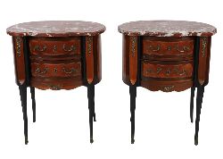 PAIR NAPOLEON III MAHOGANY AND INLAID BEDSIDE CHESTS