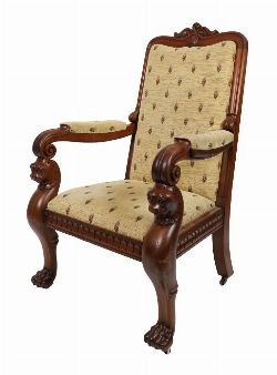 IRISH WILLIAM IV MAHOGANY LIBRARY ARMCHAIR, ATTRIBUTED TO WILLIAMS & GIBTON