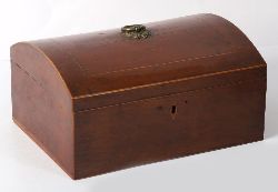 GEORGE III MAHOGANY AND BOX WOOD INLAID WORK BOX