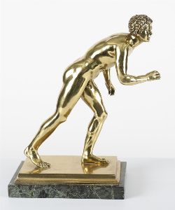 GILT BRONZE FIGURE OF A CLASSICAL RUNNER, NEOCLASSICAL STYLE