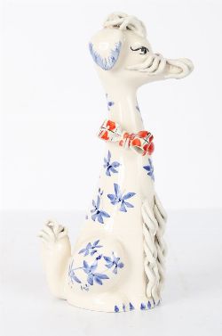 MID-20TH CENTURY STUDIO POTTERY DOG FIGURE
