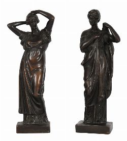 PAIR OF BRONZE-EFFECT CLASSICAL FEMALE FIGURES