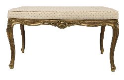 LOUIS XV STYLE GILTWOOD FOOTSTOOL WITH UPHOLSTERED SEAT