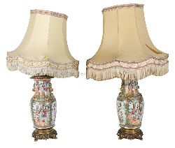 PAIR 19TH-CENTURY CHINESE CANTONESE FAMILLE ROSE VASES