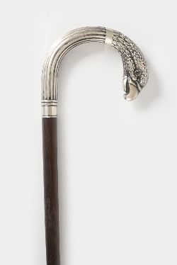 SILVER-HANDLED WALKING CANE