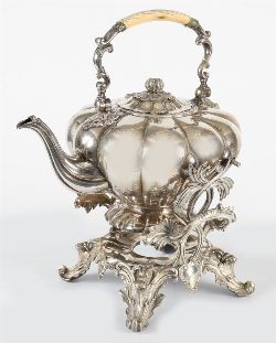 19TH-CENTURY SHEFFIELD SILVER-PLATED SPIRIT KETTLE ON STAND