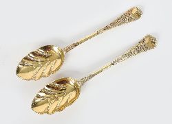 PAIR GILT SILVER BERRY SPOONS