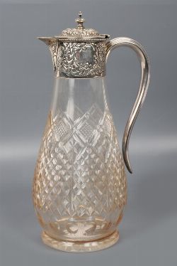 IRISH SILVER-MOUNTED CRYSTAL CLARET JUG