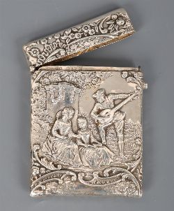 VICTORIAN STERLING SILVER EMBOSSED CARD CASE, BIRMINGHAM 1900