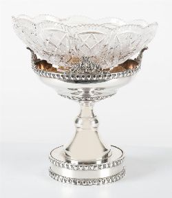 SHEFFIELD-PLATED AND CRYSTAL CENTREPIECE