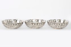 THREE SILVER-PLATED BONBON DISHES