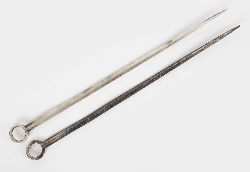 TWO GEORGIAN SILVER MEAT SKEWERS