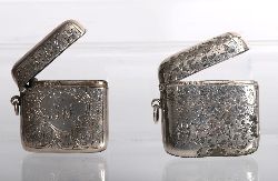 TWO ENGRAVED SILVER VESTA BOXES