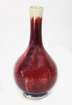 CHINESE FLAMBE GLAZED BOTTLE VASE