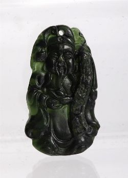CHINESE GREEN JADE PENDANT SAGE