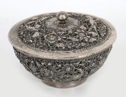 CHINESE EXPORT SILVER LIDDED BOWL, LATE QING DYNASTY, C.1880