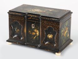 REGENCY LACQUERED AND PAINTED TEA CADDY