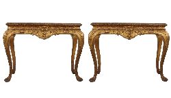 PAIR OF IRISH GILTWOOD CONSOLE TABLES