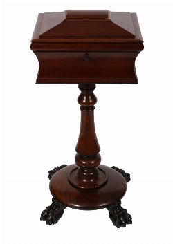 WILLIAM IV MAHOGANY TEA POY