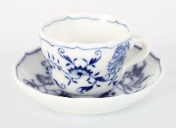 MEISSEN BLUE AND WHITE CUP AND SAUCER