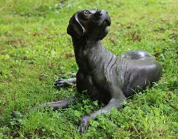 BRONZE GARDEN SCULPTURE - RESTING GUN DOG