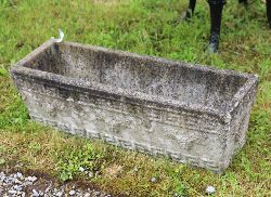 PAIR MOULDED STONE JARDINIERES