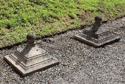 PAIR OF MOULDED GRANITE STONE PIER CAPS