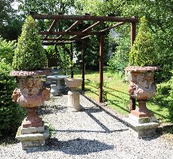 PAIR OF LARGE CAST IRON ESTATE URNS