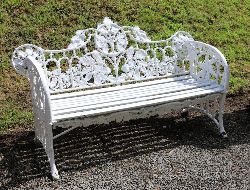 CAST IRON GARDEN BENCH WITH VINE BACK