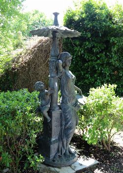 LARGE BRONZE FIGURAL FOUNTAIN - LADY WITH CHERUB