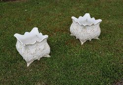 PAIR OF CAST IRON ROCOCO STYLE GARDEN PLANTERS