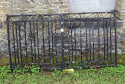PAIR OF DECORATIVE BLACK WROUGHT IRON GARDEN GATES