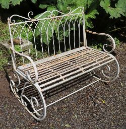 PAINTED METAL GARDEN BENCH
