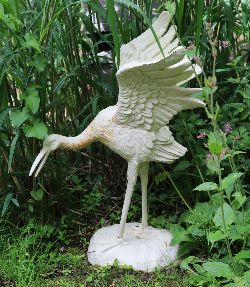 CAST IRON GARDEN CRANE FIGURE