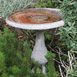 COMPOSITE STONE BIRDBATH WITH EGG AND DART MOULDING