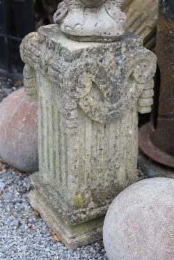 PAIR OF ANTIQUE BATH STONE CAPITAL PEDESTALS