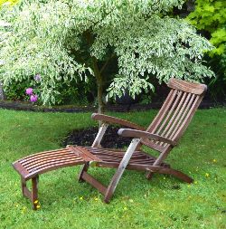 TEAK RECLINING SUN LOUNGER
