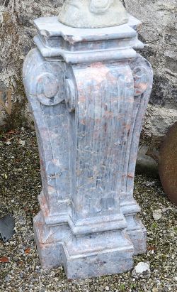 PAIR OF IMPOSING ROUGE ROYALE MARBLE PILLARS
