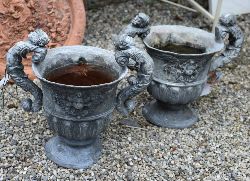 PAIR 18TH-CENTURY LEAD URNS