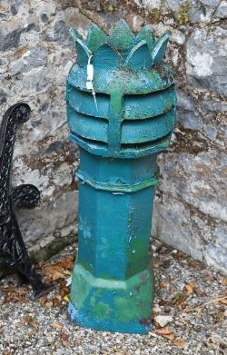 LARGE GREEN GLAZED TERRACOTTA CHIMNEY POT