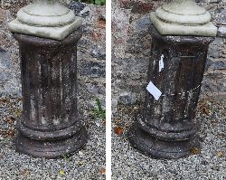 PAIR MOULDED STONE COLUMNS