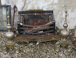 BRASS AND IRON FIRE GRATE WITH PIERCE FRONT BAR