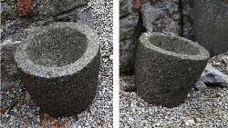 PAIR OF GRANITE STONE GARDEN URNS