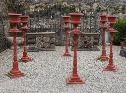 SET OF 6 19TH-CENTURY CAST IRON STANDARD URNS